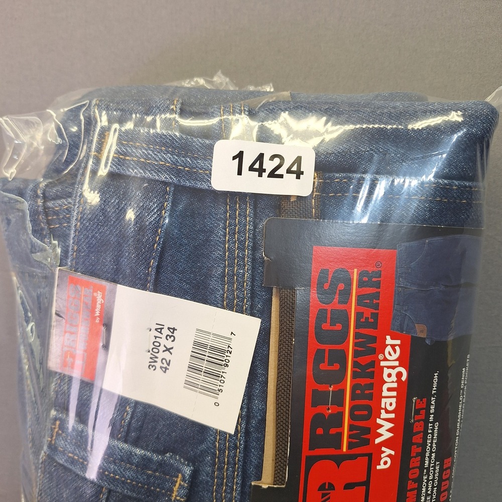 Riggs Workwear by Wrangler Mens Work Horse Jeans Relaxed Fit Blue 42x34 3W001AI - Picture 13 of 13